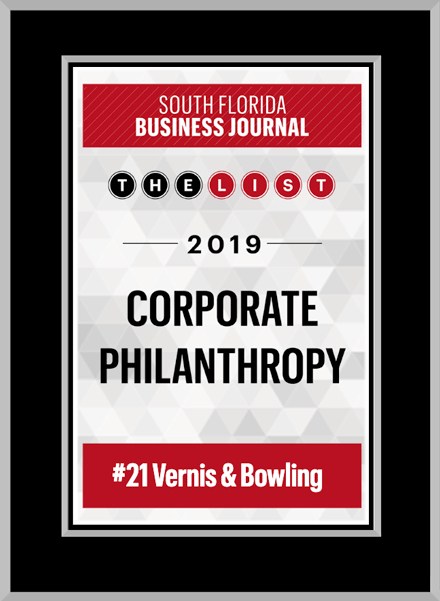 South Florida Business Journal's 2019 Top Corporate Philanthropy Firm