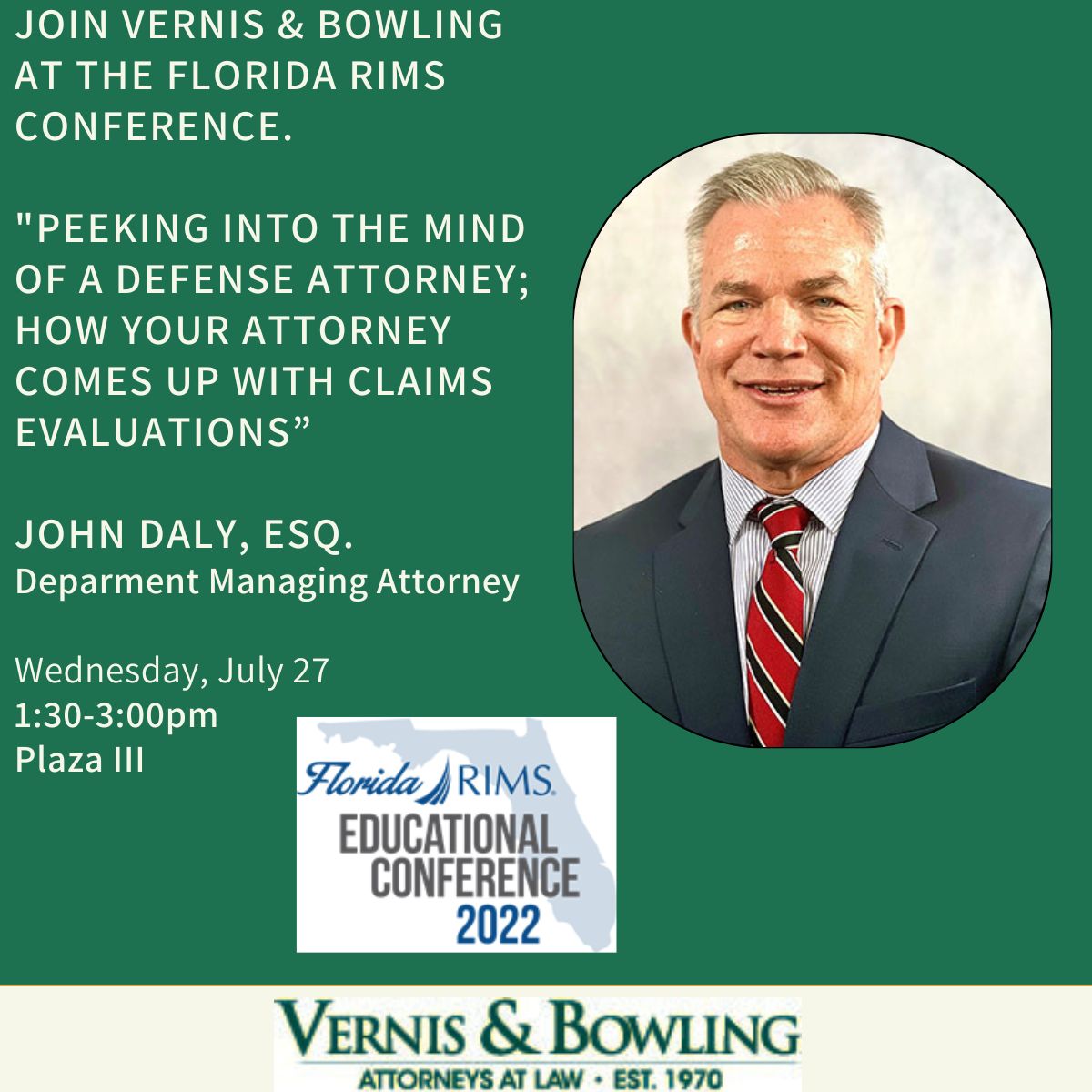Join Vernis & Bowling at the Florida RIMS Conference.